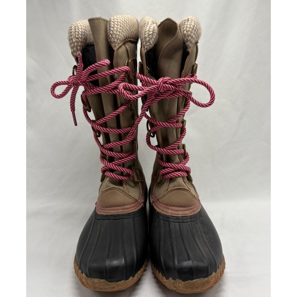 Esprit Belinda Tan Tall Lace Up Faux Fur Lined Knit Cuff Duck Boots Sz 7.5M - Picture 2 of 7